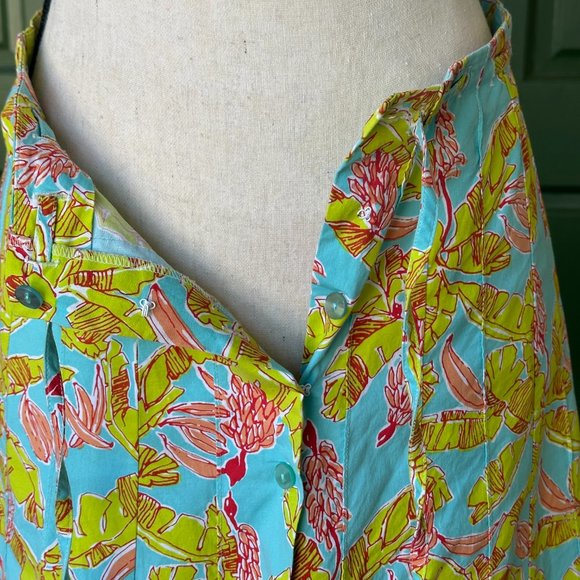 Key West Tropical Palm Print Skirt- Button Down Tie Through Waist - Picture 7 of 12